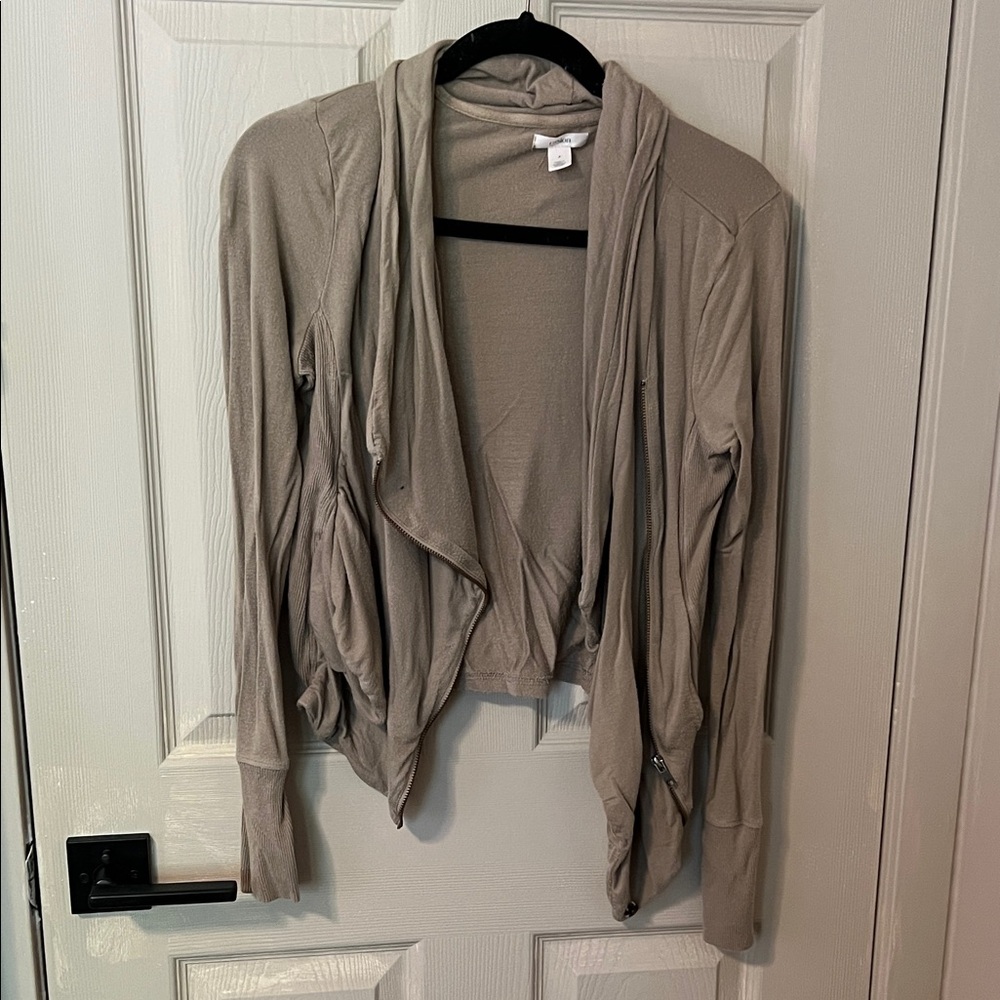 Caslon Women's Taupe Drape Cardigan motorcycle